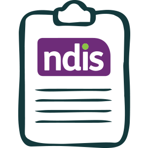 icon, NDIS logo on a clipboard